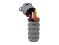 Penar-organizator gri în formă de koala cu pixuri și creioane colorate.