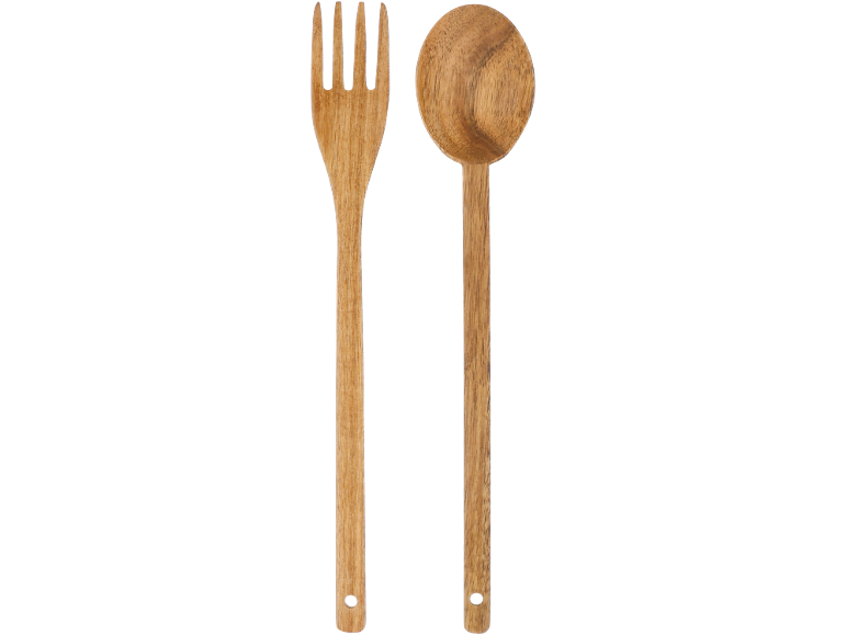 Set de furculiță și lingură de lemn pentru salată.