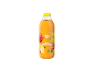 Suc de fructe în sticlă cu imagini de măr și mango, text 'SUC DE MERE ȘI MANGO'.