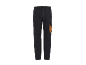 Pantaloni de lucru negri cu detalii portocalii și buzunare laterale.