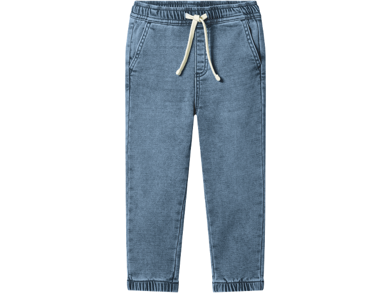 Pantaloni blugi albaștri cu talie elastică și șnur