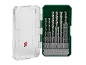 Set de burghie pentru beton într-o carcasă verde, cu dimensiuni de 6, 8 și 10 mm.