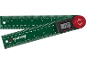 Goniometru digital verde pliabil cu riglă și afișaj care arată 15,0 grade.