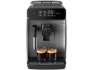 Espressor automat negru cu două cești de espresso și panou de control tactil.