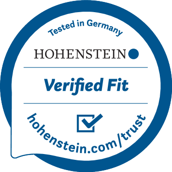 Text sigiliu: Testat în Germania, Potrivire verificată, hohenstein.com/trust