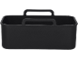 Organizator din plastic negru cu mânere.