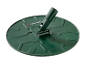 Bază verde de mașină de tuns iarba cu mecanism de înclinare pentru mâner.