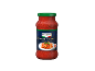 Sos de roșii în borcan de sticlă cu etichetă și imagine de paste, 350g.