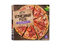 Pizza congelată cu salam, șuncă și ciuperci, cu bază și crustă crocante.