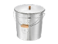 Găleată metalică argintie de 15 L cu capac și mâner din lemn.