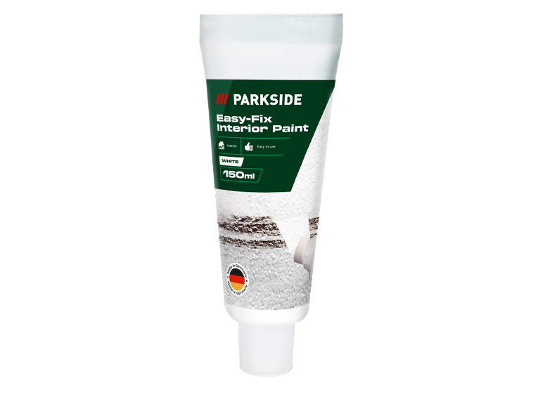Vopsea albă de interior Easy-Fix într-un tub de 150 ml, fabricată în Germania.