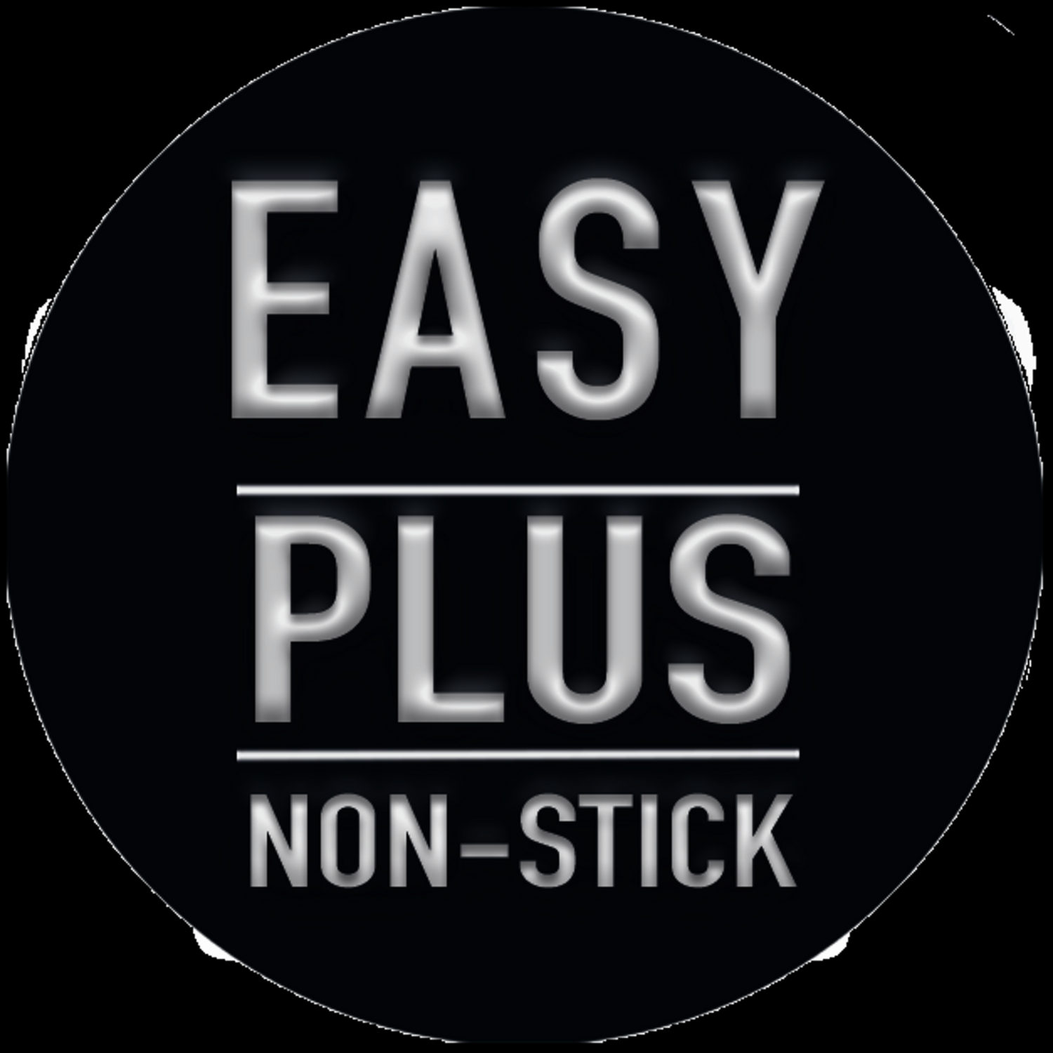 Sigiliu negru cu text argintiu „EASY PLUS NON-STICK”.