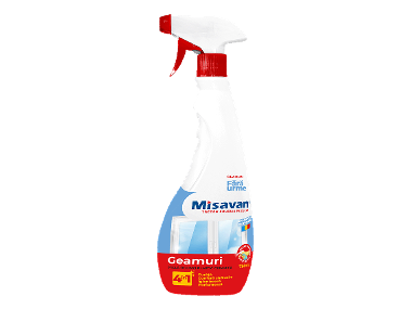 Flacon de spray pentru curățarea geamurilor și sticlei de 750ml cu text în limba română