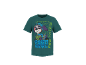 Tricou verde cu un câine de desene animate purtând o cască și textul 'WE'VE GOT DINOS TO SAVE! PAW PATROL'