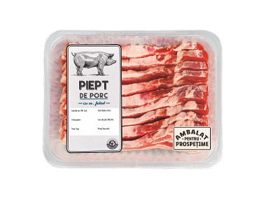 Piept de porc, cu os, feliat