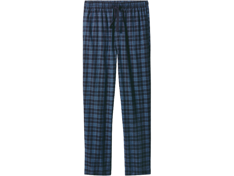 Pantaloni de pijama în carouri albastre și negre cu șnur în talie.