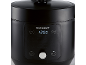 Multicooker negru cu afișaj digital care arată „12:00” și butoane de control.