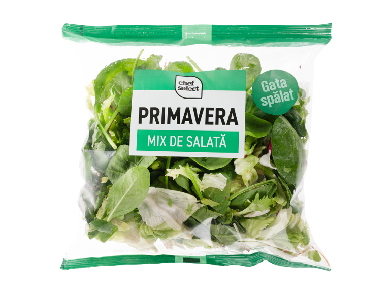 Mix de salată Primavera în ambalaj transparent, gata spălat.