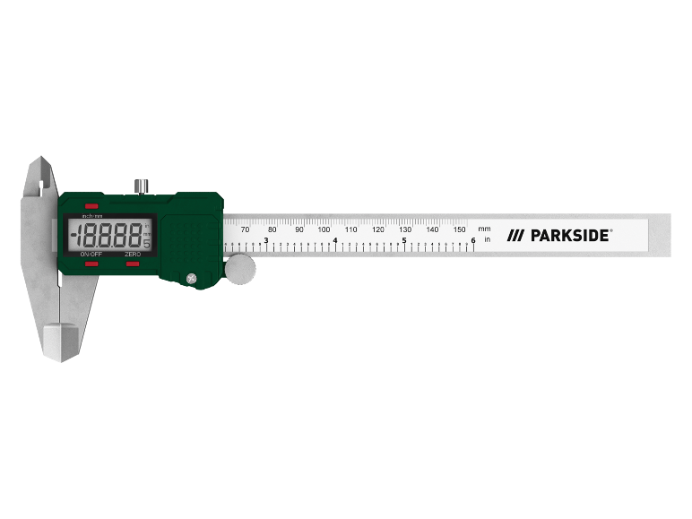 Șubler digital cu afișaj care arată -188,88 mm și 5 in.