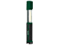 Lampă de lucru LED verde și neagră cu bază magnetică și cârlig rotativ.