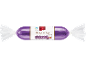 Rulou de marțipan violet cu aromă de rom și stafide, cu logo Fairtrade.