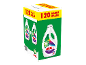 Detergent lichid pentru 120 de spălări, trei sticle, una mare și două mici.