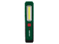 Lampă de lucru LED verde cu buton de alimentare roșu.