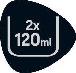 Sigiliu indicând o capacitate de 2x 120ml.