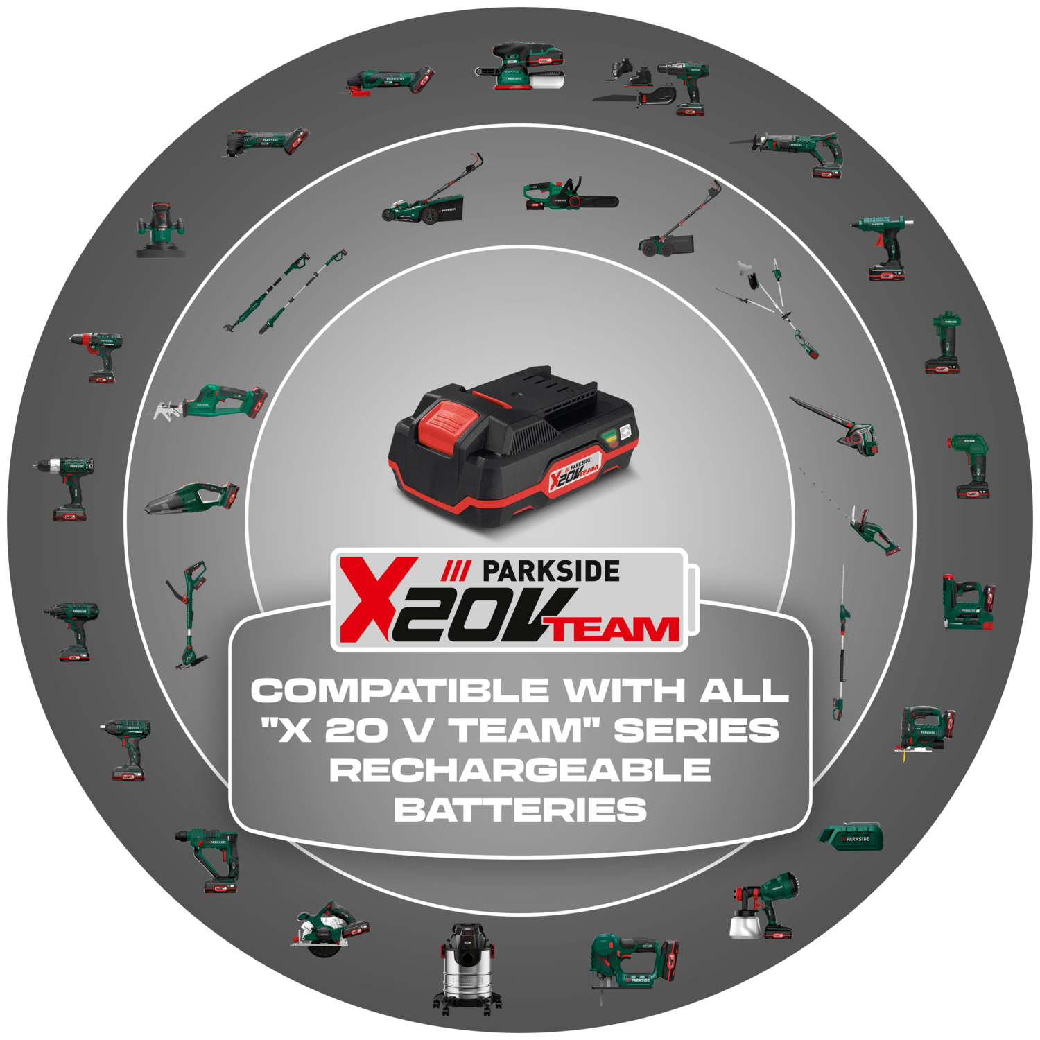 Compatibil cu toate bateriile reîncărcabile din seria „X 20 V Team”.