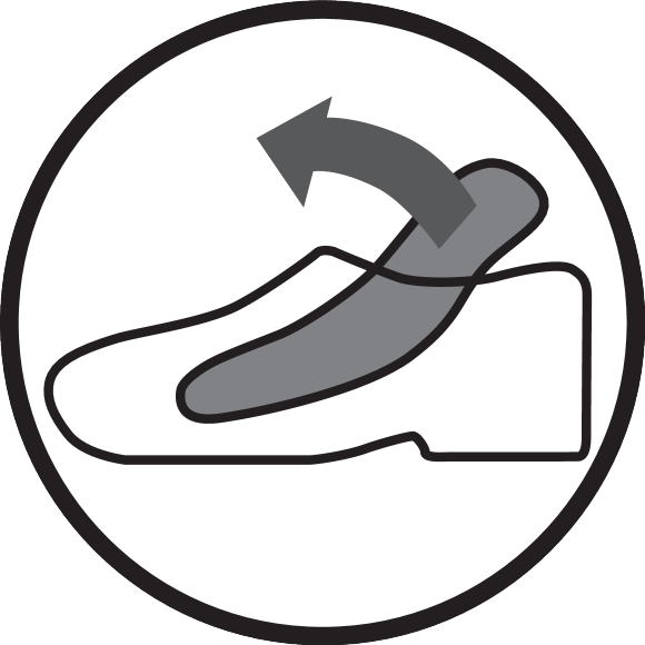 Pictogramă de încălțăminte slip-on, indicând că pantoful este ușor de încălțat.