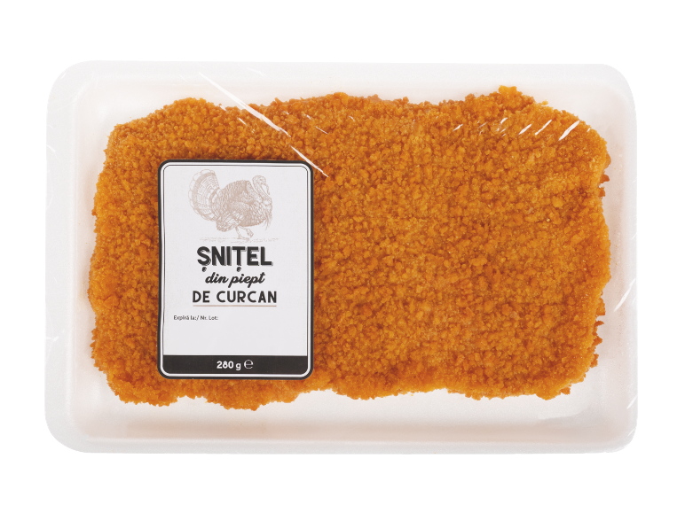 Șnițel de curcan panat în ambalaj, 280g.