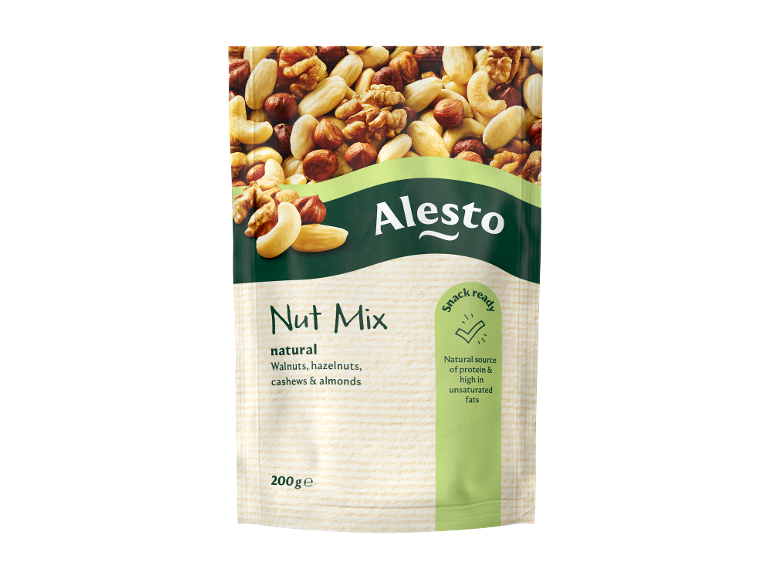 Mix de nuci naturale de 200 g (nuci, alune de pădure, caju, migdale), sursă de proteine și grăsimi nesaturate.