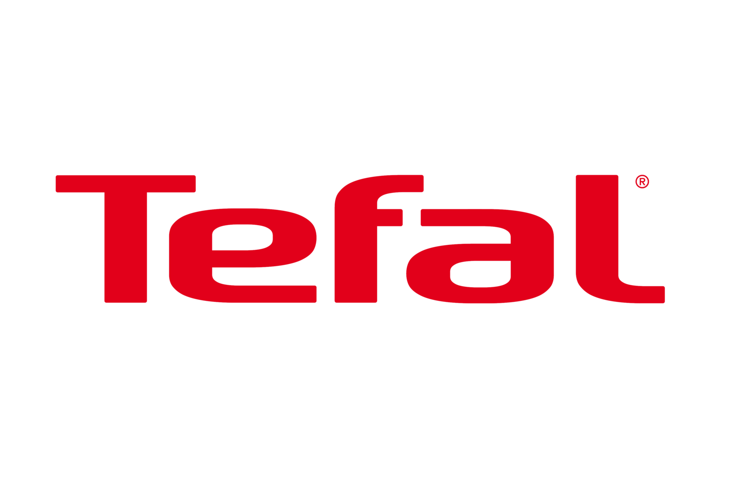 Text roșu pe fundal negru: Tefal