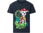 Tricou pentru copii albastru închis cu un câine de desene animate cu pălărie roșie și textul „DINO EXPERT”.