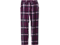 Pantaloni de pijama în carouri violet și negre cu talie elastică.