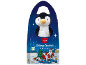 Cutie cadou de ciocolată de Crăciun cu un pinguin de pluș, Moș Crăciun și un brad de Crăciun.