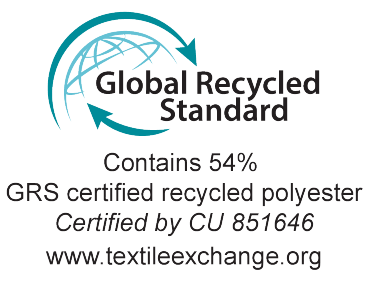 Sigiliu Global Recycled Standard: Conține 54% poliester reciclat certificat GRS.