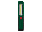 Lampă de lucru LED verde cu buton de alimentare roșu.