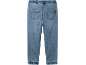 Pantaloni jogger din denim albastru pentru copii, cu talie și glezne elastice.
