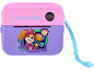 Cameră foto pentru copii roz și violet cu imagine de cățeluș și text 'PAW PATROL'.