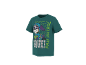 Tricou verde cu mânecă scurtă cu un câine de desene animate purtând o cască și textul 'WE'VE GOT DINOS TO SAVE!'