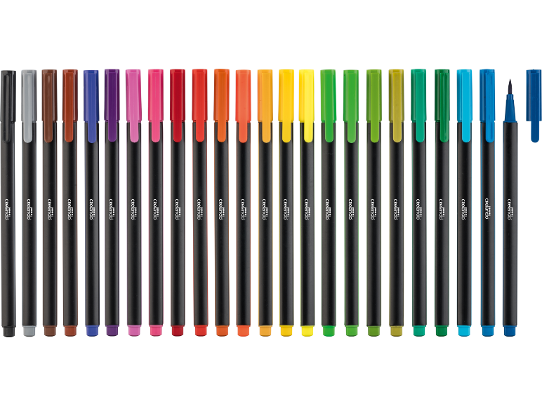 Set de 24 de carioci colorate în diverse culori, inclusiv o cariocă tip pensulă.