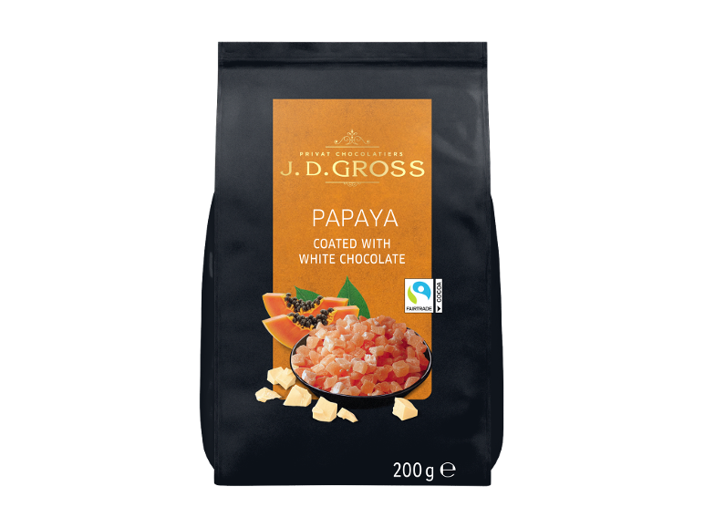 Papaya în ciocolată albă J.D. Gross, 200 g