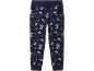 Pantaloni de trening albaștri cu imprimeu de dinozauri astronauți și planete