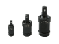 Trei adaptoare universale negre pentru chei tubulare, de 6,3 mm, 10 mm și 12,5 mm.