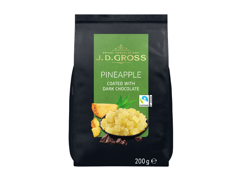 Ananas învelit în ciocolată amăruie J.D. Gross, 200g