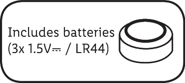 Include baterii (3x 1.5V / LR44)