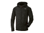 Hanorac fleece negru pentru bărbați, cu fermoar și detalii roșii.
