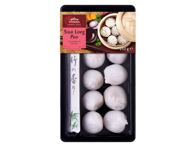 Colțunași cu creveți Siao Long Pao și coș de bambus, 250 g