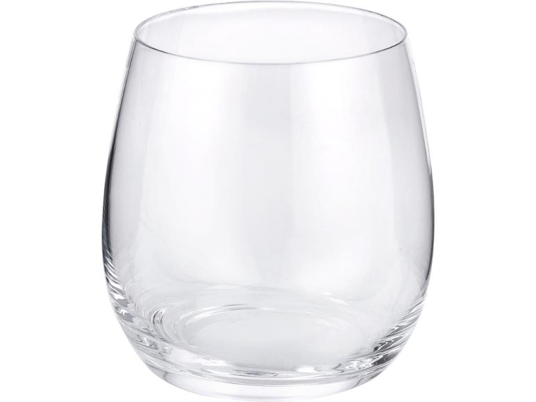 Pahar de sticlă transparent, cu formă rotunjită